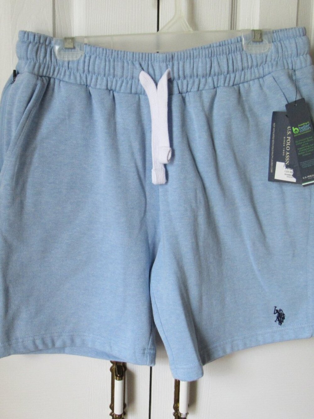 U.S. POLO ASSN. Men's Jogger SHORTS Sz M Surf Blue Heather Cotton/Polyester